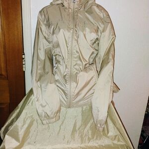 Beige Hooded Windbreaker Jacket Brand C K Windbreaker Jacket Size Large